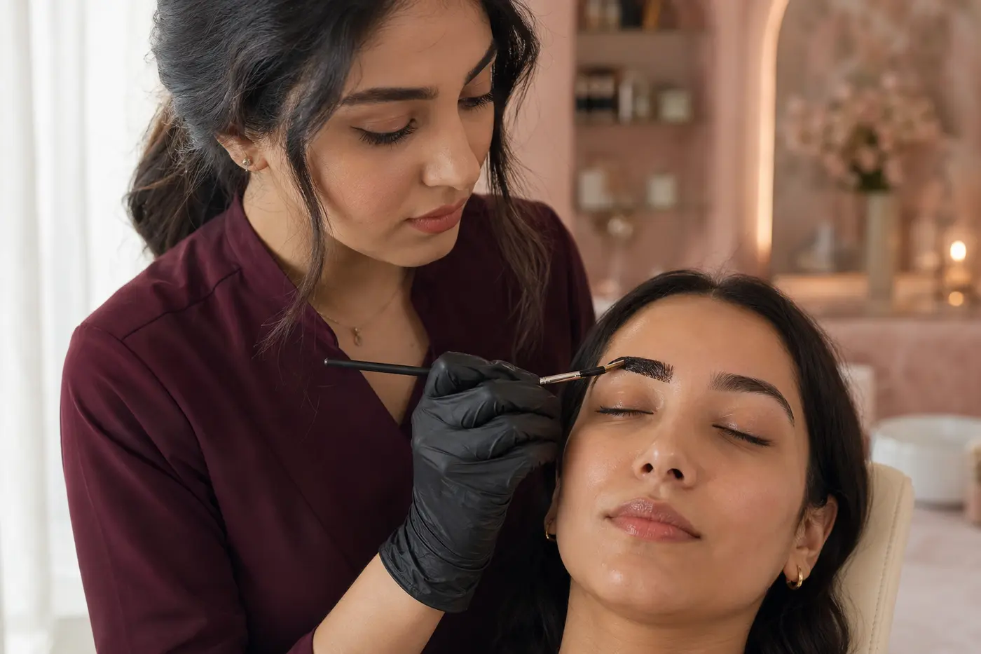 Editorial image of an eyebrow tint service